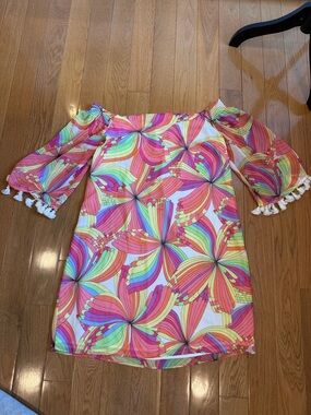 NWT Trina Turk Pink Multicolor Swirl-Print Dress